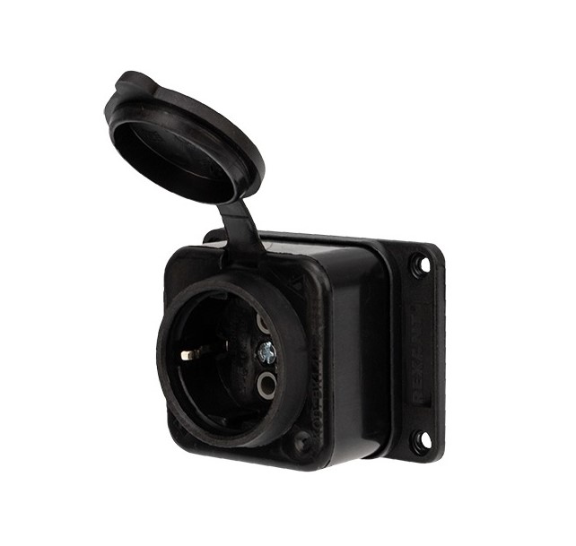 

Розетка кабельная Rexant 111-221 влагозащищенная с крышкой 1 гнездо COMPACT, с/3, 16А, IP54, каучук, черная, 111-221