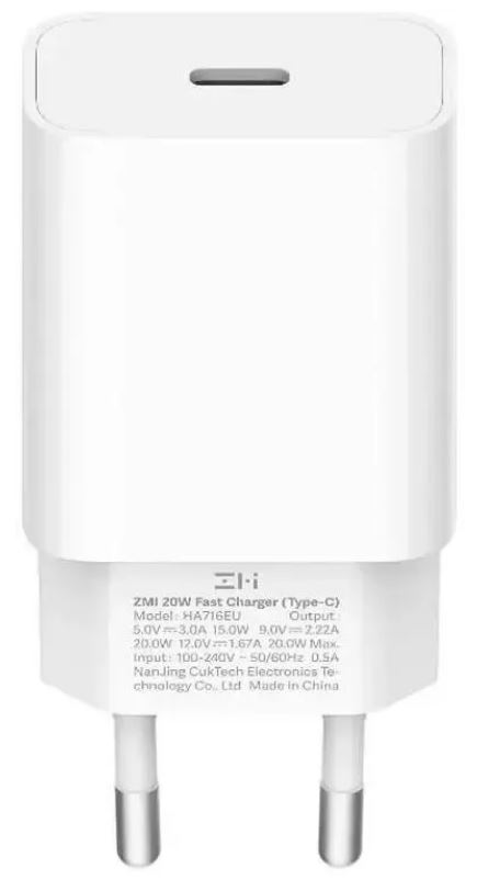 

Зарядное устройство сетевое ZMI HA716 20W 3A (PD+QC) USB Type-C универсальное белый, HA716