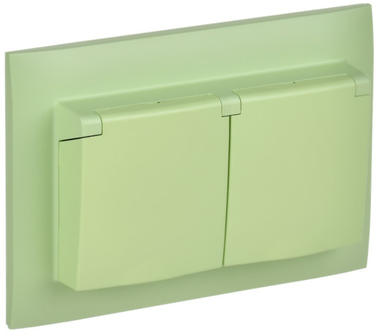 Изображение товара Двухместная розетка с заземлением IEK SK-R26-16-44-K06-F для безопасных электросетей