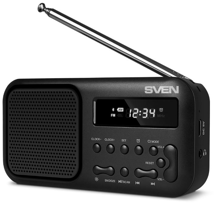 

Радиоприемник Sven SRP-50 SV-019655 черный (3 Вт, BT, FM, USB-C, 3.5мм jack, будильник, встроенный аккумулятор), SRP-50