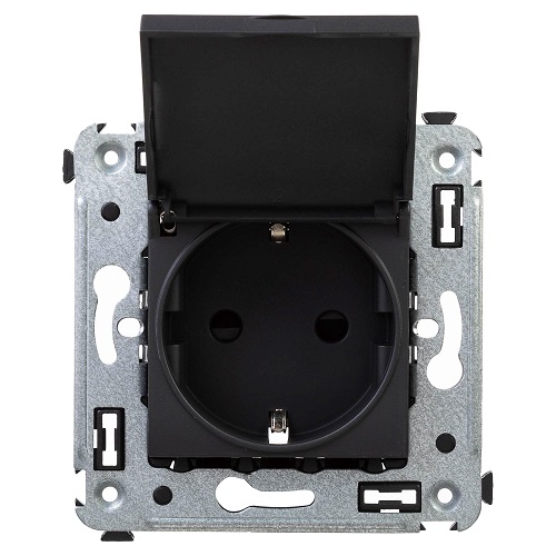 

Розетка DKC 4412013 с крышкой в стену, 2P+E, с з/ш, "Черный матовый", 2 модуля, "Avanti", 4412013