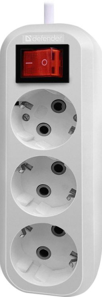 Изображение товара Удлинитель Defender L330 с 3 розетками и заземлением, 10 м кабеля