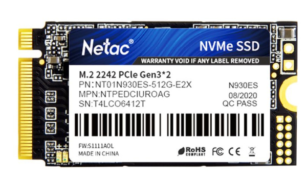 Изображение товара Netac NT01N930ES-512G-E2X SSD M.2 2242 512 ГБ NVMe для ПК и ноутбука