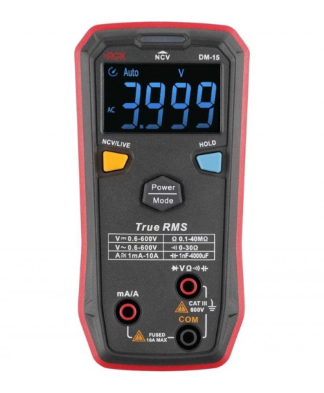 Изображение товара Мультиметр RGK DM-15 цифровой многофункциональный для измерений электрических параметров