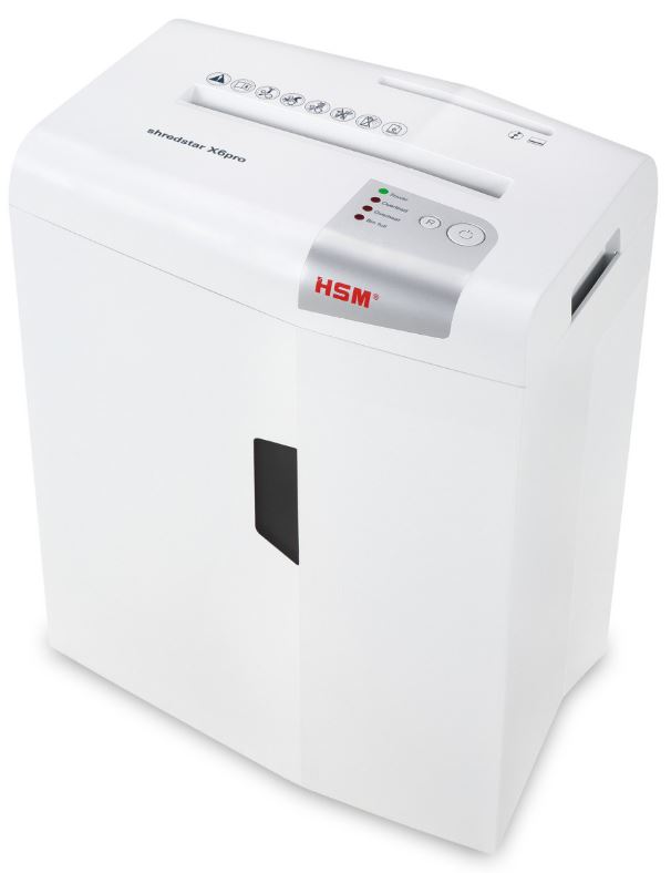 

Уничтожитель бумаг HSM Shredstar X6pro 2.0x15 1046.111 секр P-5, уничтожение до 6 листов 80 г/м, корзина 20 л, Shredstar X6pro 2.0x15