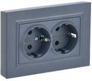 фото Розетка двухместная с заземлением  IEK BR-R27-16-K35-F