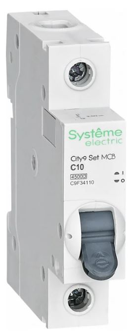

Автоматический выключатель Systeme Electric C9F34110 City9 Set С 10А 1P 4.5kA 230В, C9F34110