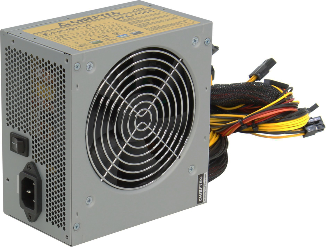 

Блок питания ATX Chieftec GPA-700S 700W (12cm Fan Active PFC 20+4p; 4p; 2x(6+2p); 6xSATA; 3xMolex+FDD) Bulk, GPA-700S