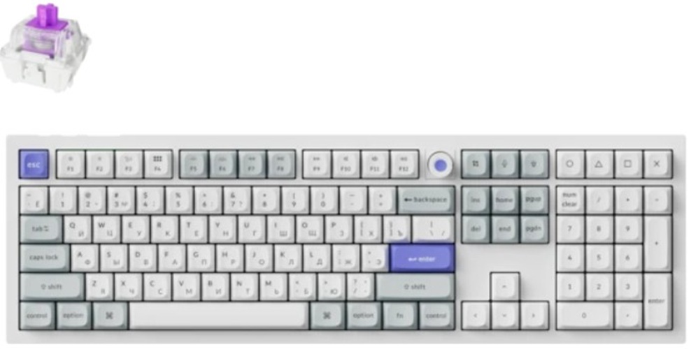 

Клавиатура Keychron Q6 HE Q6HW-P1P-RU механическая, 108 клавиш, цвет White, частота опроса 8K, магнитные переключатели Gateron Nebula, Q6 HE