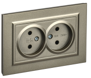 фото Розетка двухместная без заземления в сборе  IEK BR-R20-10-K37-F