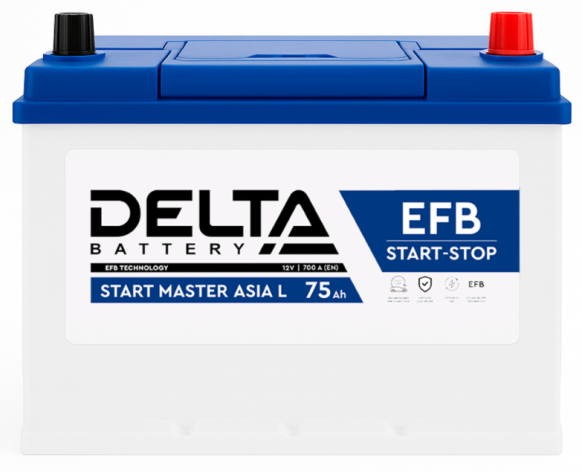 Аккумулятор Delta START MASTER EFB 75 Ah Asia (С БОРТОМ) L