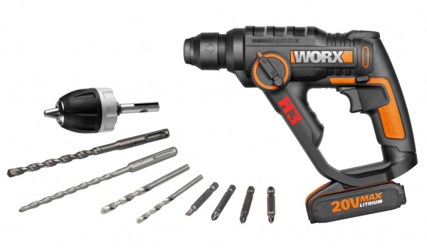 Изображение товара Перфоратор Worx WX390.1 Аккумуляторный компактный ударный 10 мм SDS-Plus