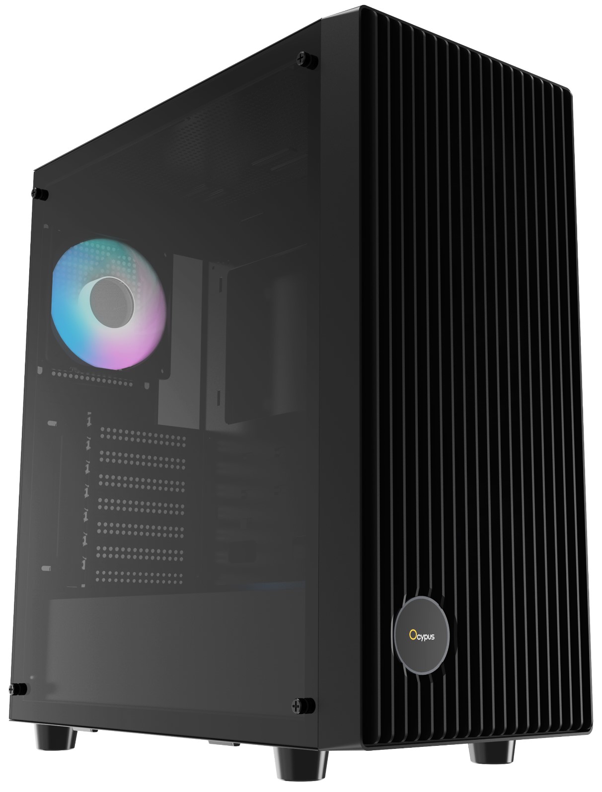 

Корпус ATX Ocypus Gamma-C70-BK чёрный, без БП, боковая панель из закленного стекла, 4x120mm fan, USB 2.0, USB 3.2, audio, Gamma-C70-BK