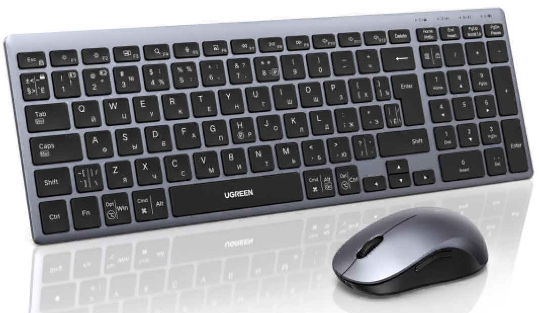 

Клавиатура и мышь Wireless UGREEN MK552 85513RU Multi-Mode BT/2.4G. Цвет: черный, MK552
