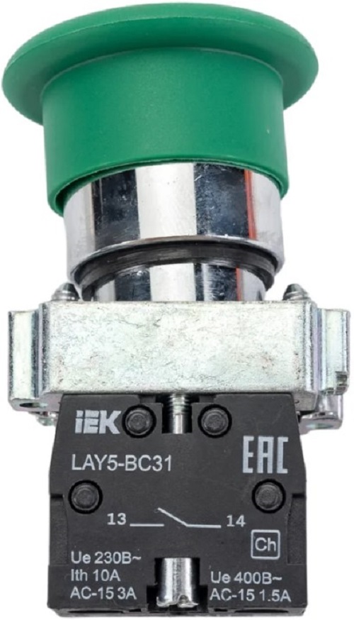 

Кнопка управления IEK BBG70-BC-K06 LAY5-BC31 "Грибок" зеленая 1NO, BBG70-BC-K06