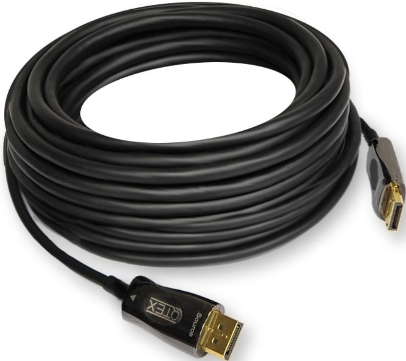 Кабель Qtex HFOC-300-100 активный гибридный HDMI 2.1 4K/120, 8K/60 (вилка-вилка), 100 м