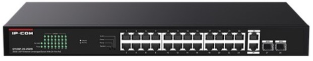 

Коммутатор неуправляемый IP-Com G1128P-24-250W PoE, 28 портов, 26x1 Гбит/с, SFP 2x1 Гбит/с, PoE 24x30Вт, G1128P-24-250W