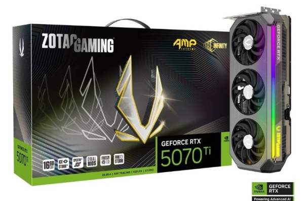 Изображение товара Видеокарта Zotac GeForce RTX 5070 TI AMP EXTREME INFINITY - игровая видеокарта высокого уровня