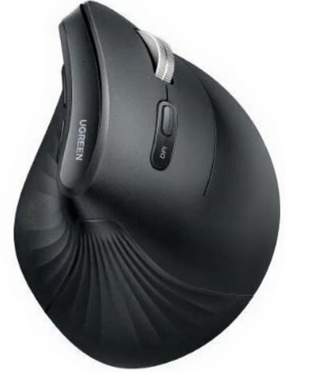 

Мышь Wireless UGREEN MU008mini 85765_ вертикальная Dual-mode Wireless Vertical Mouse 2.4 GHz&BT. Цвет: черный, MU008mini