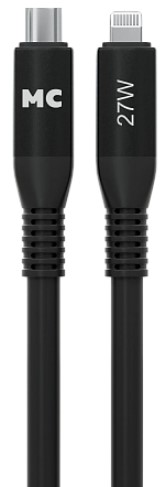

Кабель More Choice K83ia USB 3.0A PD27W для Lightning 8-pin Type-C силикон 1м Black, K83ia