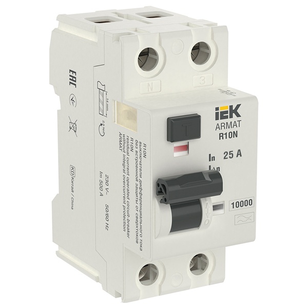Выключатель дифференциального тока (ВДТ, УЗО) IEK AR-R10N-2-025A030