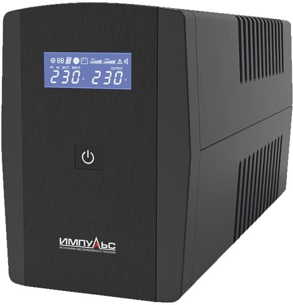 

Источник бесперебойного питания Импульс Юниор Смарт 2200 2200/1320 ВА/Вт, LCD, USB, RJ11/RJ45, IEC-C13x6, Юниор Смарт 2200