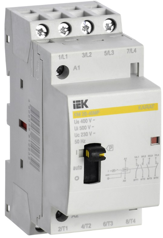 

Контактор модульный IEK MKK12-20-40 с ручным управлением КМ20-40МР AC KARAT, MKK12-20-40