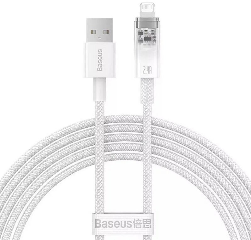

Кабель интерфейсный Baseus CATS010102 Explorer Series Fast Charging with Smart Temperature Control USB to Lightning 2.4A 2m White (быстрая зарядка уст, CATS010102