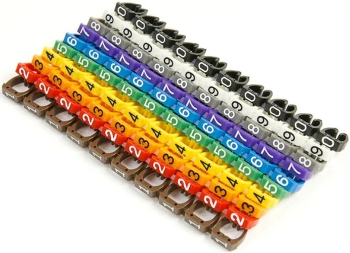 

Маркер на кабель Cabeus MR-67 (клипсы), защелкивающиеся D 6-7мм, "0"-"9", 10 цветов (100 шт.), MR-67