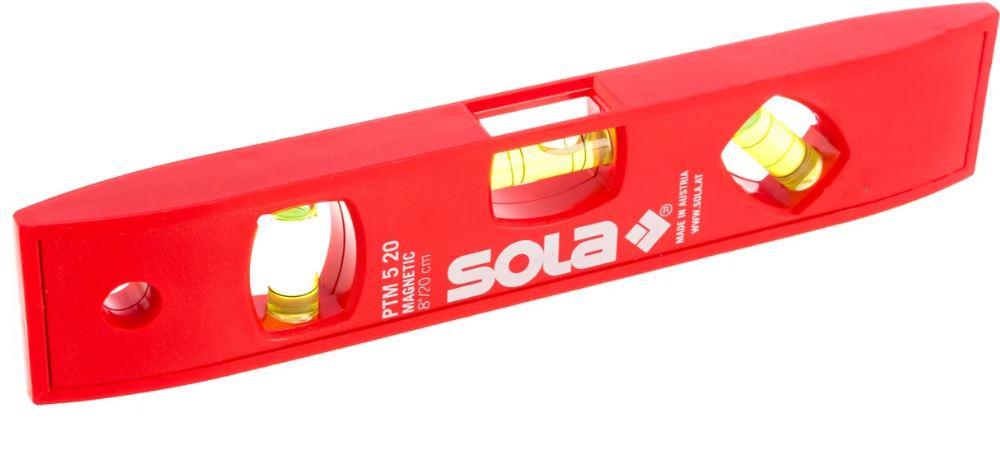 

Уровень SOLA 01430601 пластиковый магнитный PTМ 5, L=20 см, 3 глазка, точн. 1,50 мм/м, 01430601