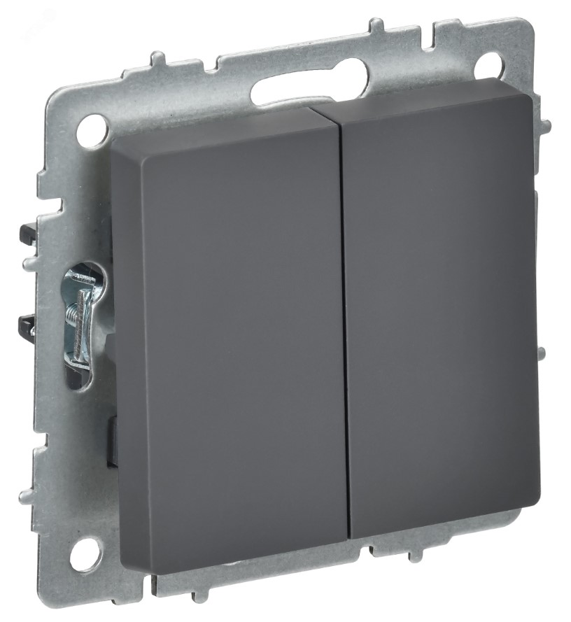 

Переключатель перекрестный IEK BR-V23-0-10-K53 BRITE 2-клавишный 10А ВС10-2-3-БрГ графит, BR-V23-0-10-K53