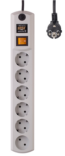 Изображение товара Сетевой фильтр Most H6 с 6 розетками и защитой от перенапряжений