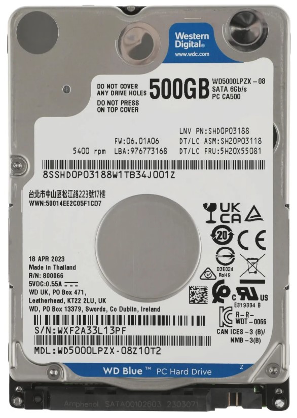 

Жесткий диск 500GB SATA 6Gb/s Western Digital WD5000LPZX WD Blue 2.5" 5400rpm 128MB, WD5000LPZX (УЦЕНЕННЫЙ)