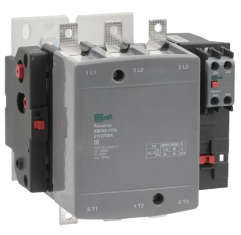 Изображение товара Контактор DEKraft 21937DEK для управления двигателями 3 полюса 115 А