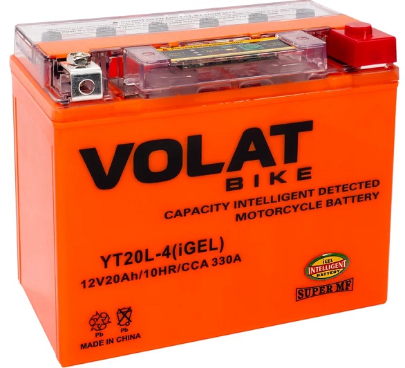 

Батарея VOLAT YT20L-4(iGEL)Volat (20 Ач, 12 V) Обратная, R+ 177x88x155 (для мототехники), YT20L-4(iGEL)Volat