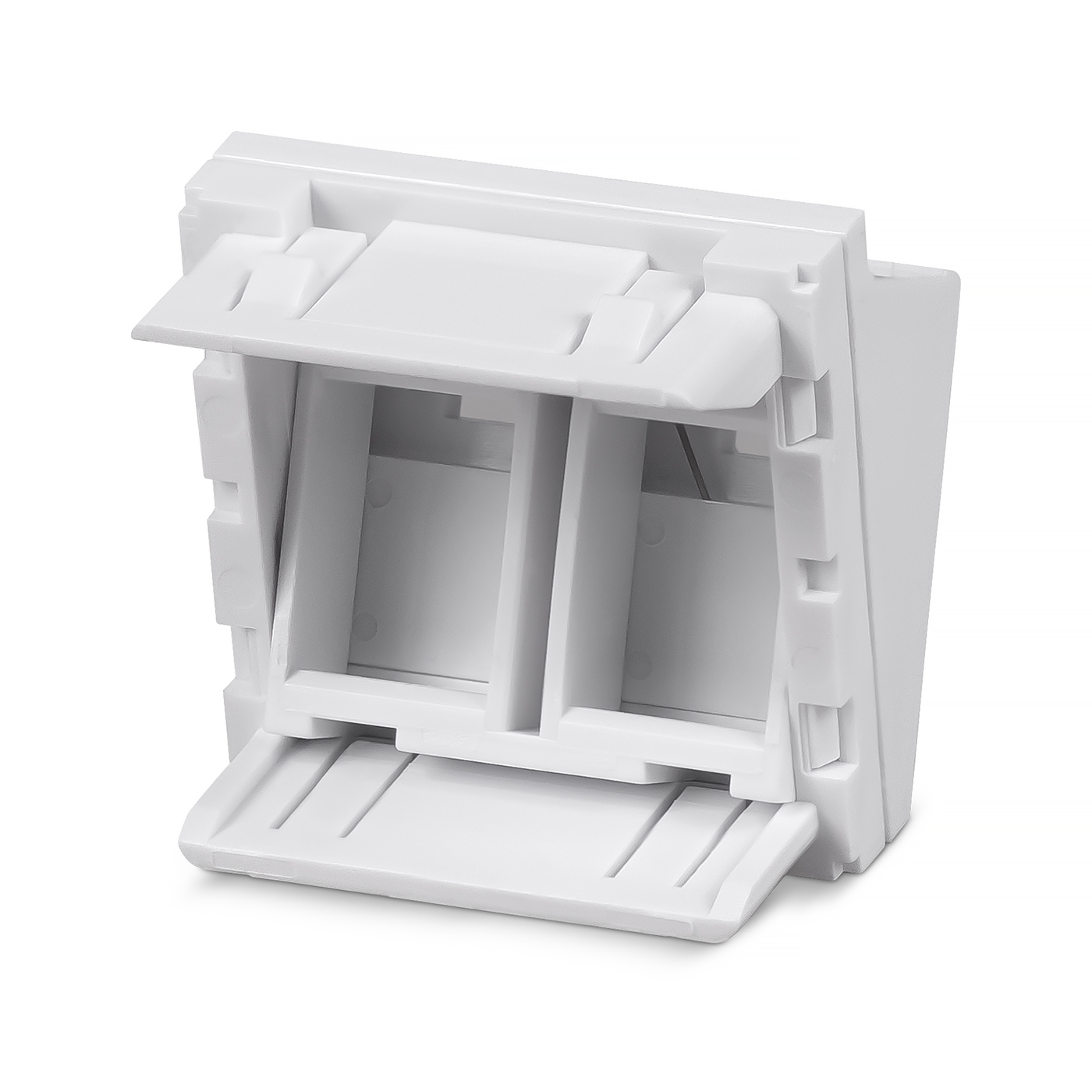 

Вставка Cabeus FP-A-45-2M 45x45 (Mosaic) для 2 модулей формата Keystone Jack, угловая, FP-A-45-2M