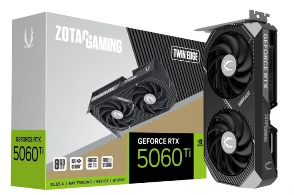Изображение товара Видеокарта PCI-E Zotac GeForce RTX 5060 TI TWIN EDGE (ZT-B50610E-10M)