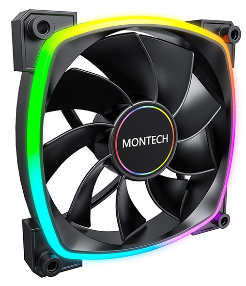 

Вентилятор для корпуса Montech RX140 PWM BLACK reverse, 140mm, 600-1600rpm, 90CFM, 27.9dBa, 4-pin PWM, ARGB, black, RX140 PWM BLACK