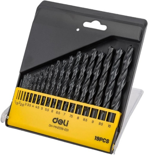 Изображение товара Набор сверл по металлу Deli DH-MHZ019-ED1 19 шт с диаметрами от 1 до 10 мм