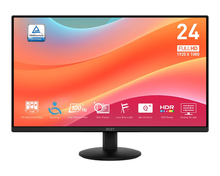 

Монитор 23,8" MSI Pro MP242L 9S6-3PD5CT-016 1920x1080 LED, 16:9, IPS, 250cd, 4ms, 178гр/178гр, 100Hz, HDMI, матовая, DP, black, Pro MP242L
