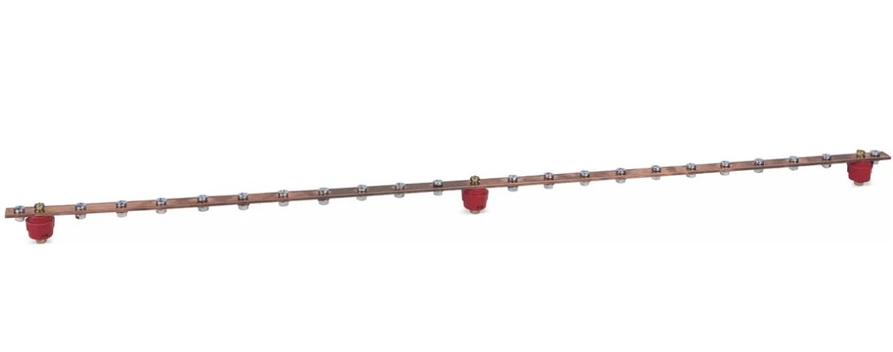 

Шина заземления Cabeus CGB-IN-22-1m медная с изоляторами, вертикальная, 22 точки подключения, длина 1м, CGB-IN-22-1m