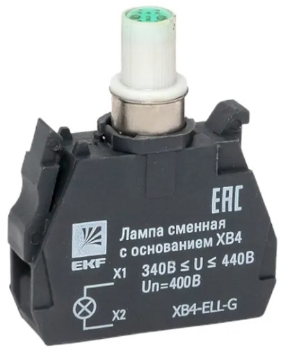 

Лампа сменная c основанием EKF XB4-ELL-G XB4 зеленая 400В, XB4-ELL-G