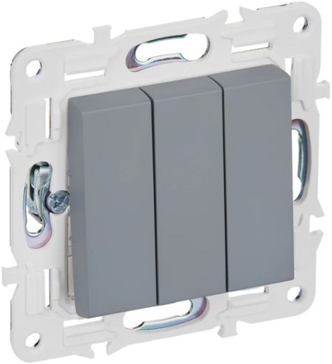 Изображение товара Трехклавишный выключатель IEK SK-V30-0-10-K03 серый IP20 для встраиваемого монтажа