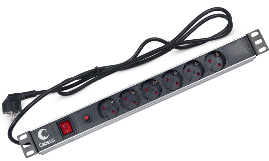 фото Блок розеток 19, 6 розеток  Cabeus PDU-6P-F-2EU