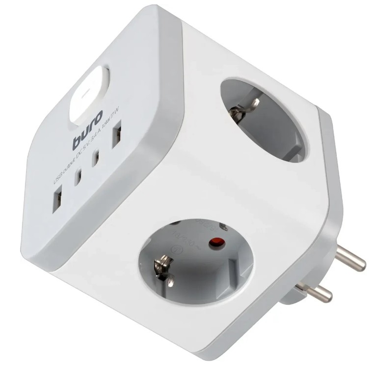 

Разветвитель сетевой Buro BU-PW3UC-W (3 розетки) белый (коробка) 2090225, BU-PW3UC-W