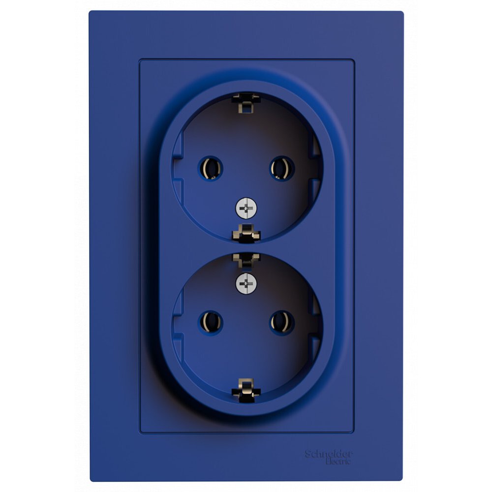 

Розетка двухместная с заземлением Systeme Electric ATN001124 AtlasDesign 16А в сборе Аквамарин, ATN001124