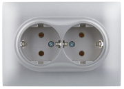 фото Розетка двухместная с заземлением в сборе  IEK SK-R21-16-K23-F