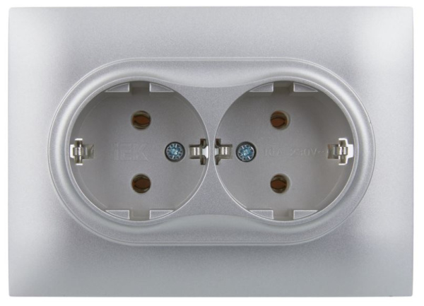 фото Розетка двухместная с заземлением в сборе IEK SK-R21-16-K23-F в Казани