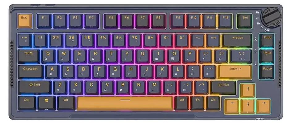 

Клавиатура Royal Kludge RK-H81 6935280824739 компактная, механическая,подключение: BT, радиоканал 2.4 ГГц, провод, 81 клавиша, Star Night, переключате, RK-H81