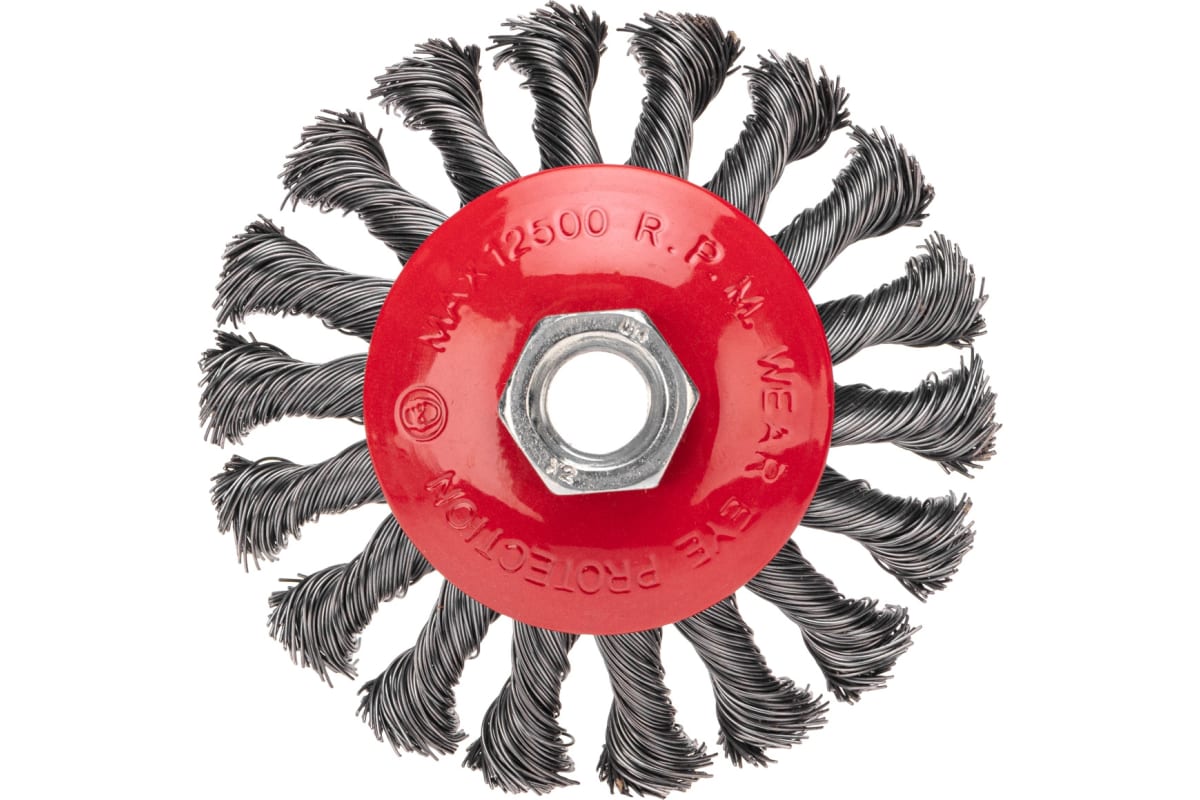 

Щетка KRANZ KR-91-1201 коническая для УШМ крученая стальная проволока 100 мм М14, KR-91-1201